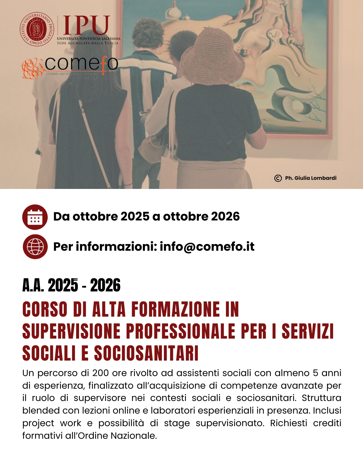 Corso di alta formazione in supervisione professionale per i servizi sociali e sociosanitari, da ottobre 2025 a ottobre 2026